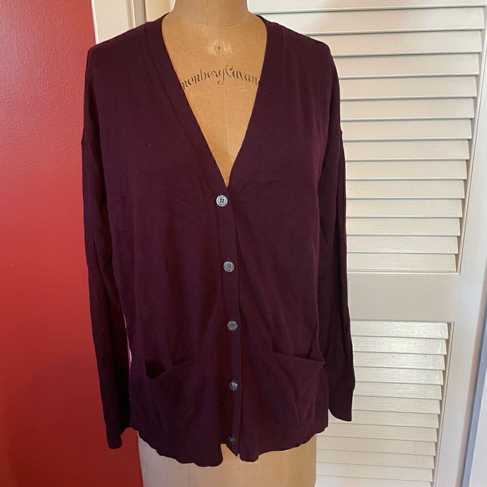 LOFT | oversized maroon cardigan S